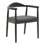 Armchair Joube pakoworld black color rubberwood and black pu cushion 59x48x73cm