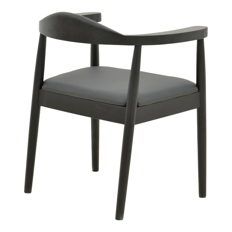 Armchair Joube pakoworld black color rubberwood and black pu cushion 59x48x73cm