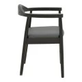Armchair Joube pakoworld black color rubberwood and black pu cushion 59x48x73cm