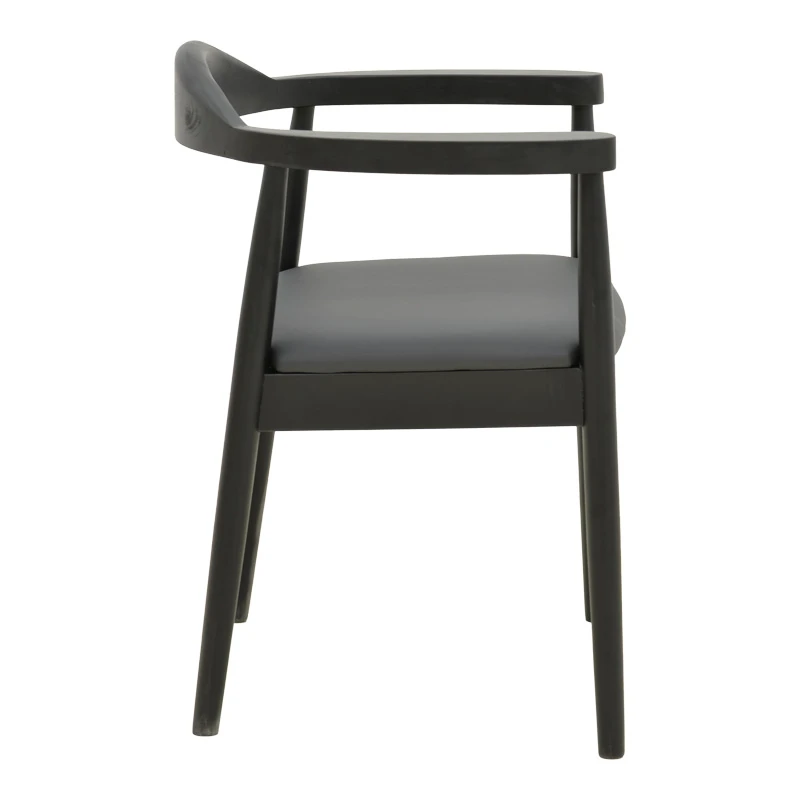 Armchair Joube pakoworld black color rubberwood and black pu cushion 59x48x73cm