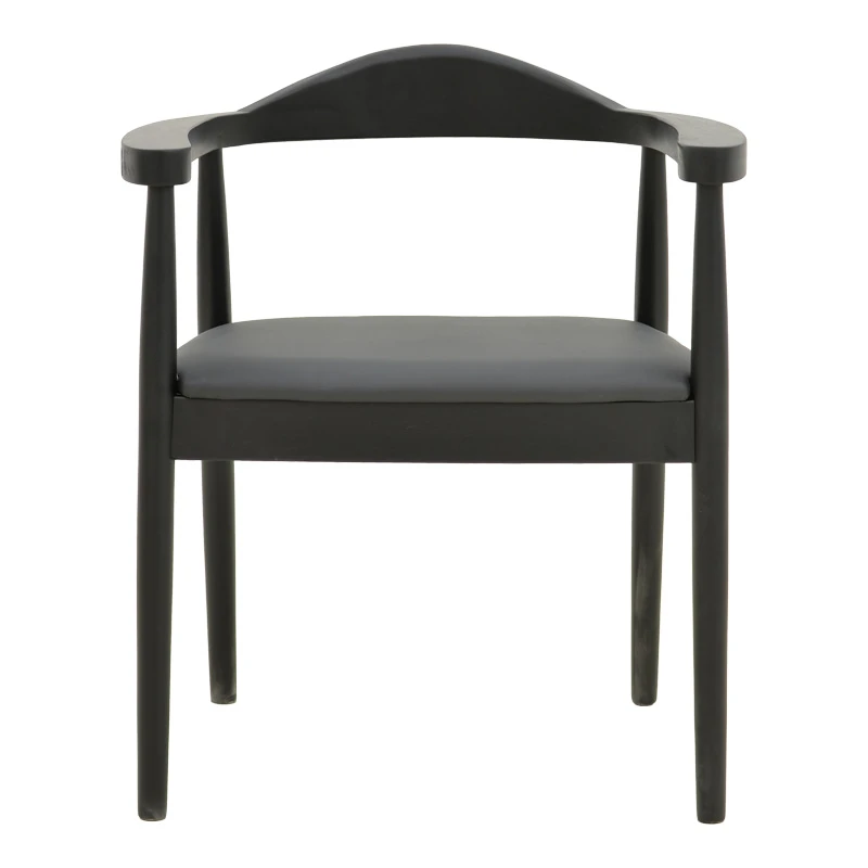 Armchair Joube pakoworld black color rubberwood and black pu cushion 59x48x73cm