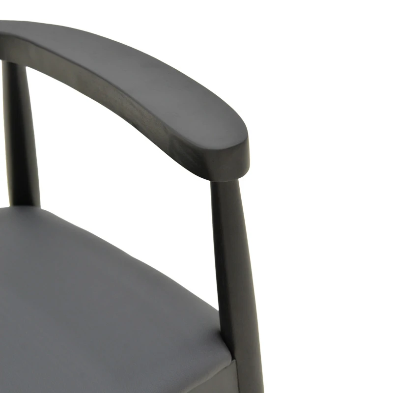 Armchair Joube pakoworld black color rubberwood and black pu cushion 59x48x73cm