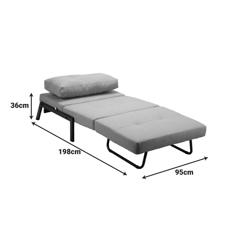 Fancy armchair-bed pakoworld beige-black fabric metal leg 95x98x70cm