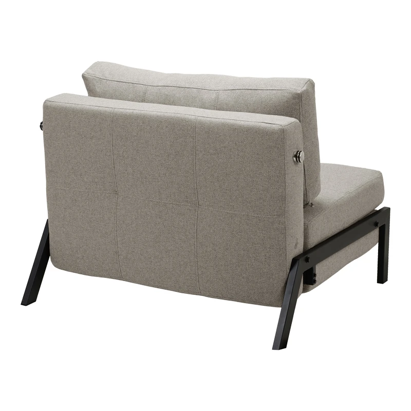 Fancy armchair-bed pakoworld beige-black fabric metal leg 95x98x70cm