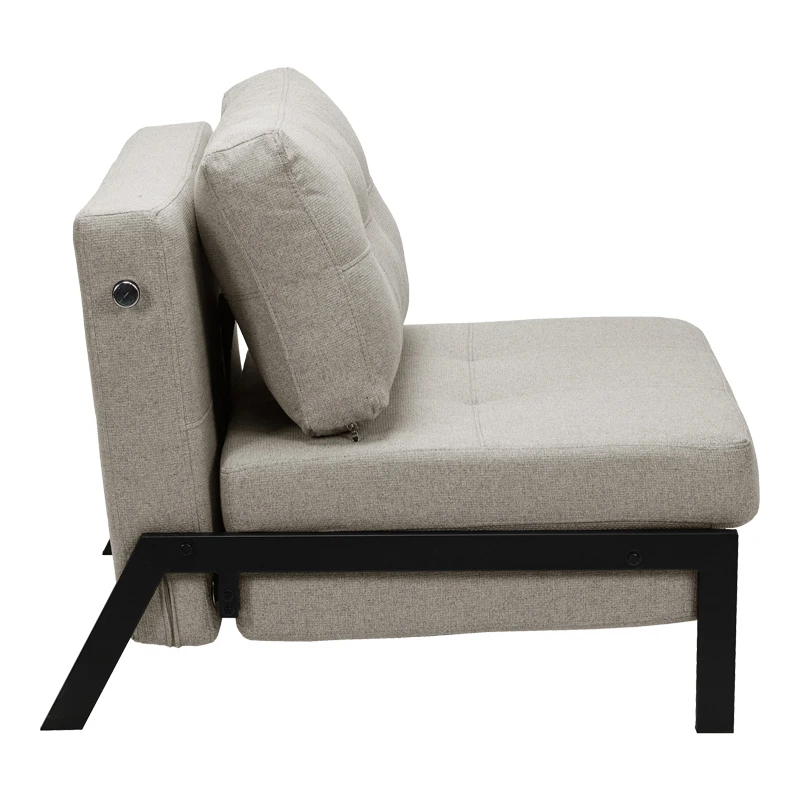Fancy armchair-bed pakoworld beige-black fabric metal leg 95x98x70cm
