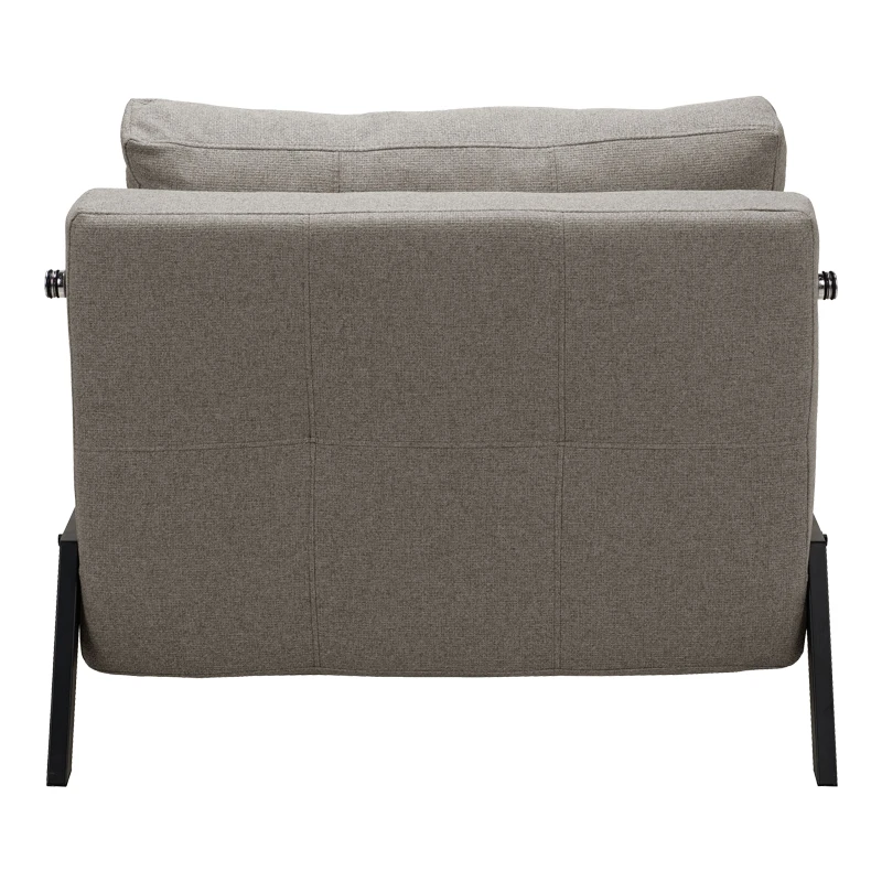 Fancy armchair-bed pakoworld beige-black fabric metal leg 95x98x70cm