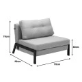 Fancy armchair-bed pakoworld beige-black fabric metal leg 95x98x70cm