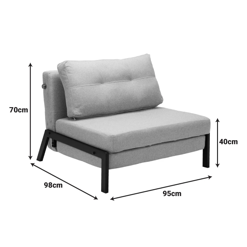 Fancy armchair-bed pakoworld beige-black fabric metal leg 95x98x70cm