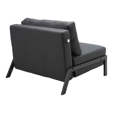 Armchair-bed Fancy pakoworld fabric in anthracite shade and black metal leg 95x98x70cm