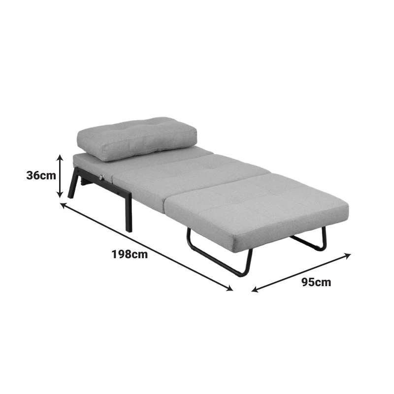Fancy pakoworld armchair-bed with brown fabric and black leg 95x98x70cm