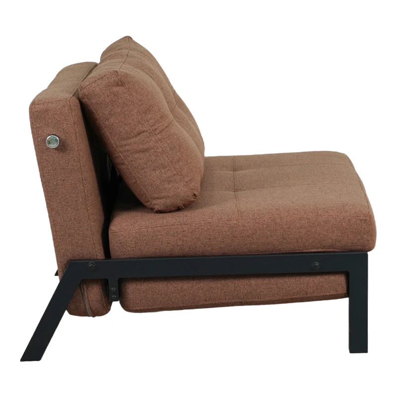 Fancy pakoworld armchair-bed with brown fabric and black leg 95x98x70cm