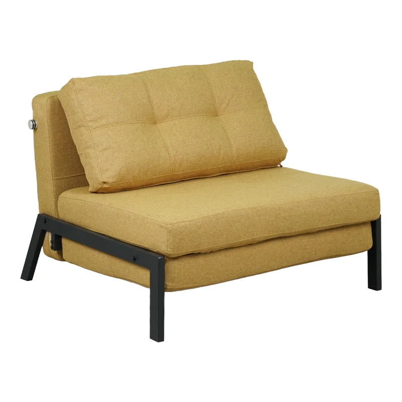 Fancy pakoworld armchair-bed with yellow fabric and black leg 95x98x70cm