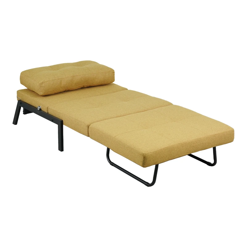 Fancy pakoworld armchair-bed with yellow fabric and black leg 95x98x70cm