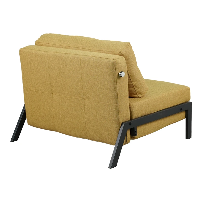 Fancy pakoworld armchair-bed with yellow fabric and black leg 95x98x70cm