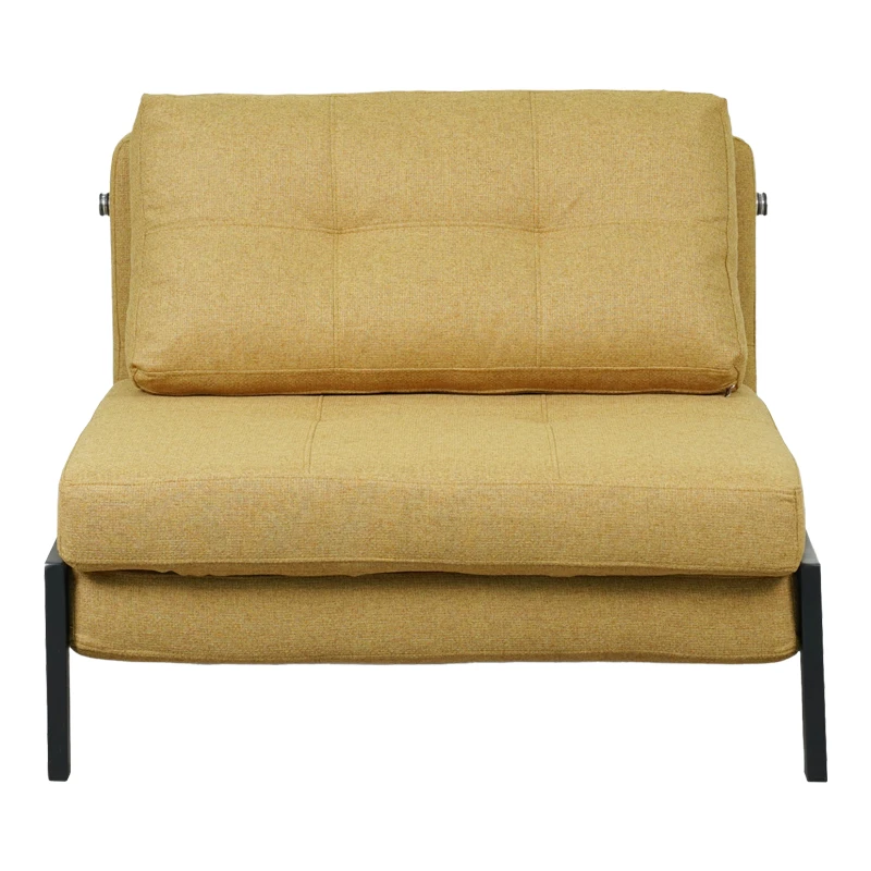 Fancy pakoworld armchair-bed with yellow fabric and black leg 95x98x70cm