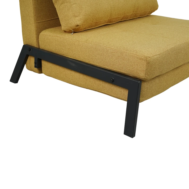 Fancy pakoworld armchair-bed with yellow fabric and black leg 95x98x70cm