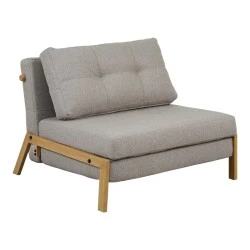 Fancy pakoworld armchair-bed with beige fabric and natural leg 95x98x70cm