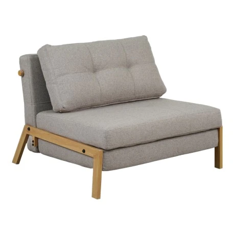 Fancy pakoworld armchair-bed with beige fabric and natural leg 95x98x70cm