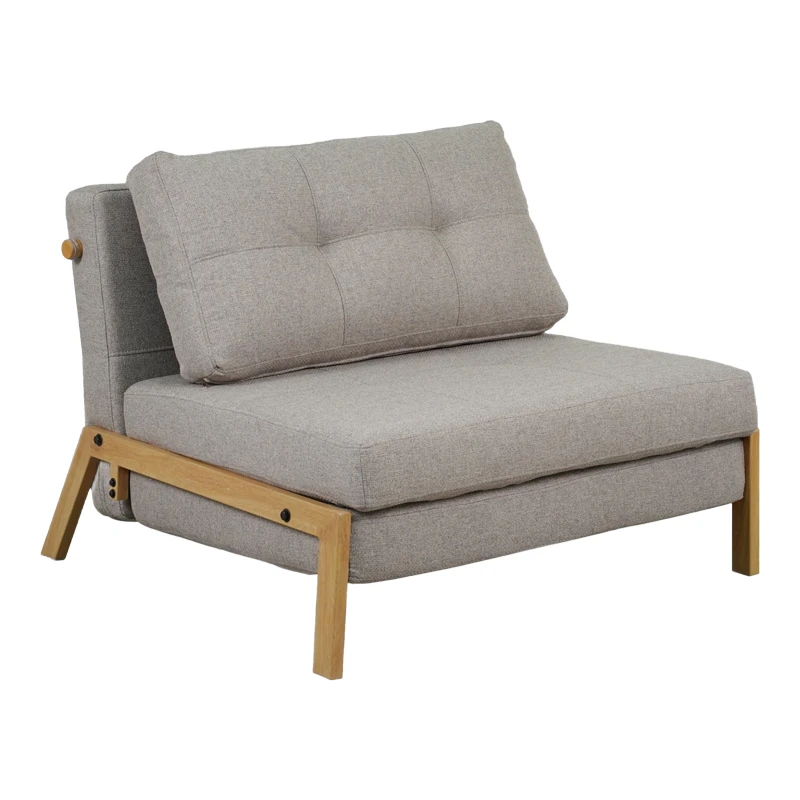 Fancy pakoworld armchair-bed with beige fabric and natural leg 95x98x70cm