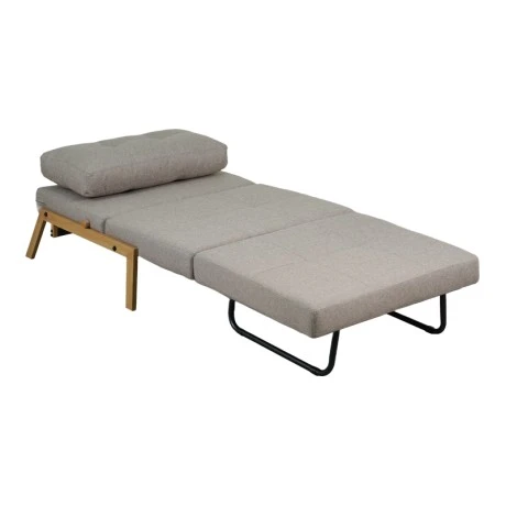 Fancy pakoworld armchair-bed with beige fabric and natural leg 95x98x70cm