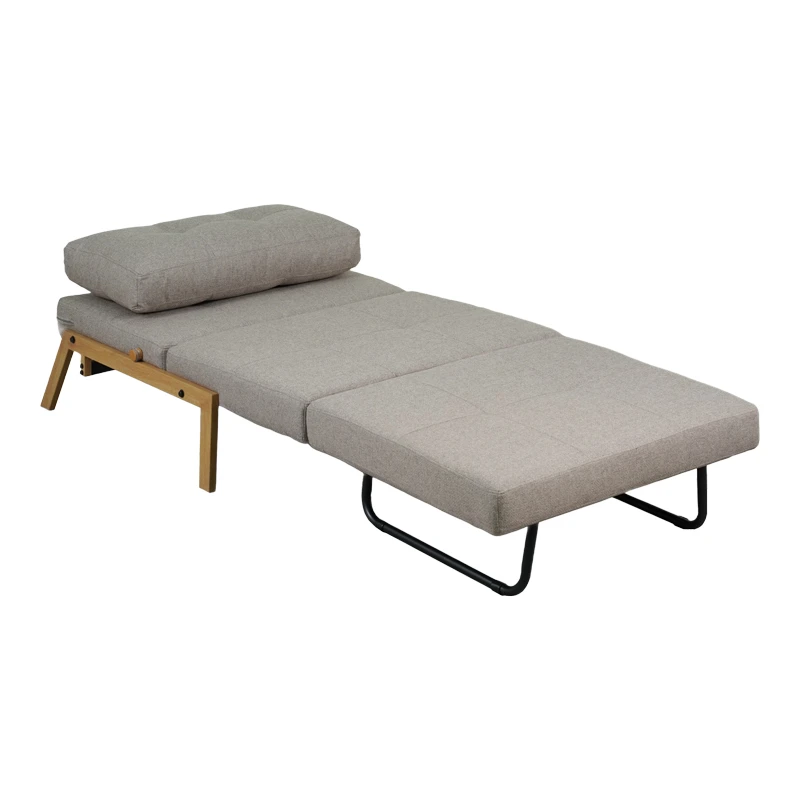Fancy pakoworld armchair-bed with beige fabric and natural leg 95x98x70cm