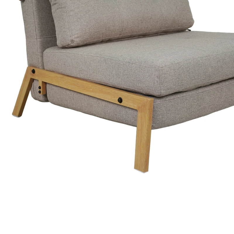 Fancy pakoworld armchair-bed with beige fabric and natural leg 95x98x70cm