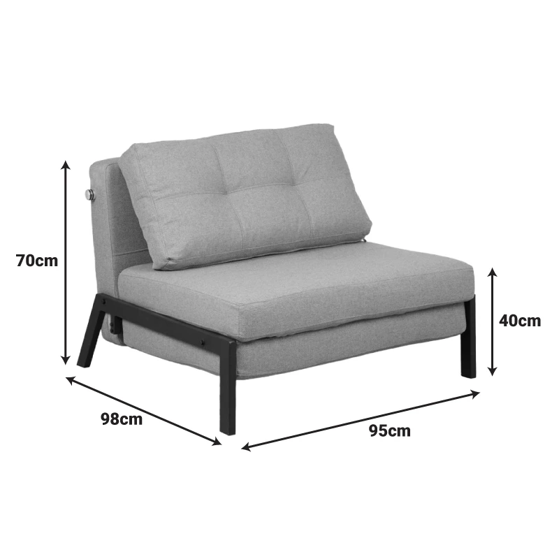 Fancy pakoworld armchair-bed with beige fabric and natural leg 95x98x70cm