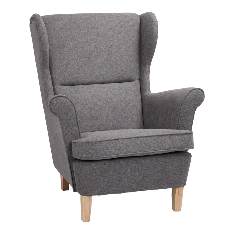 Armchair - bergère Malei pakoworld grey fabric-wooden legs 85x93x100cm