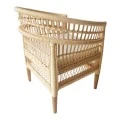 Πολυθρόνα Necorian paakoworld teak ξύλο με pe rattan σε φυσική απόχρωση και λευκό μαξιλάρι 80x70x87εκ