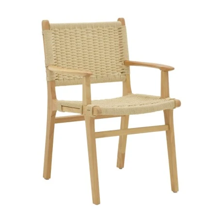 Πολυθρόνα Julien pakoworld rubber wood και σχοινί σε φυσική απόχρωση 62x60x85εκ
