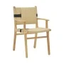 Nelanto armchair pakoworld rubberwood in natural shade with black seat natural rope 62x60x85cm