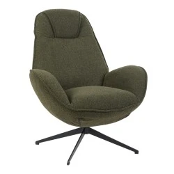 Armchair rotating Flago pakoworld boucle fabric olive green 85x88x103.5cm