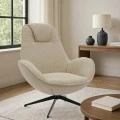 Armchair rotaitng Flago pakoworld boucle fabric in beige shade 85x88x103.5cm