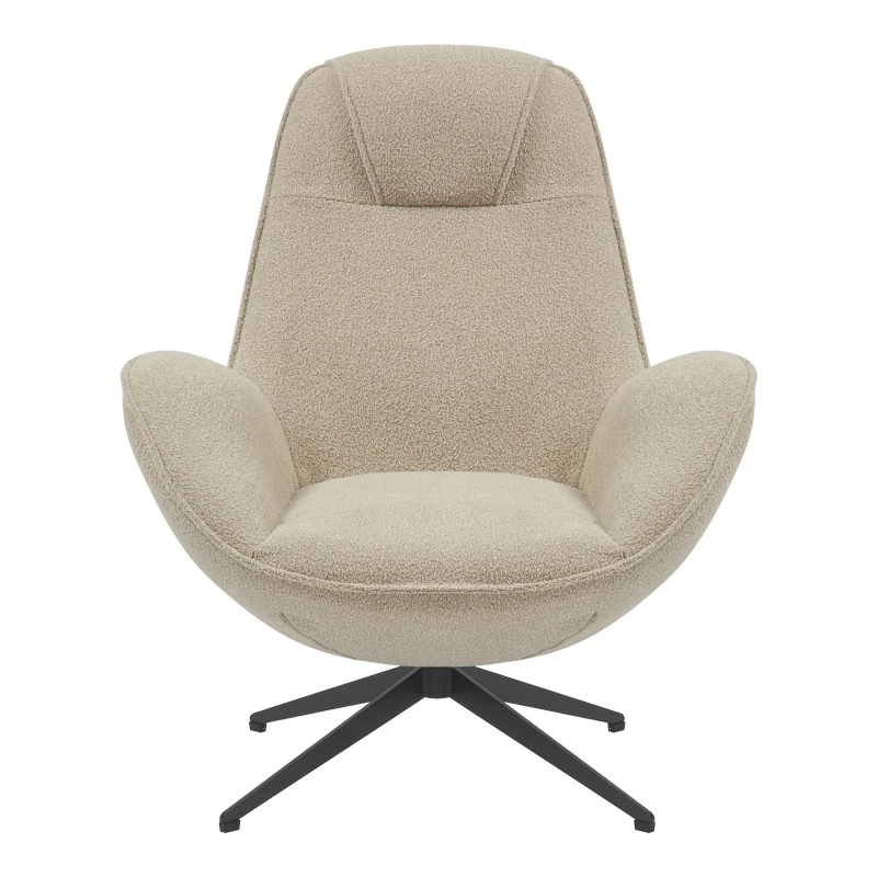 Armchair rotaitng Flago pakoworld boucle fabric in beige shade 85x88x103.5cm