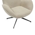 Armchair rotaitng Flago pakoworld boucle fabric in beige shade 85x88x103.5cm