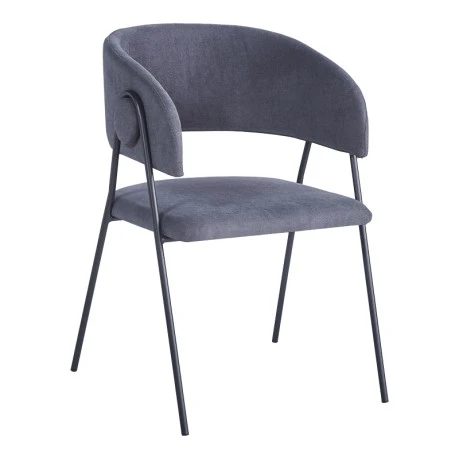 Armchair hair Rachele I pakoworld anthracite fabric-black metal leg 52x65x79cm