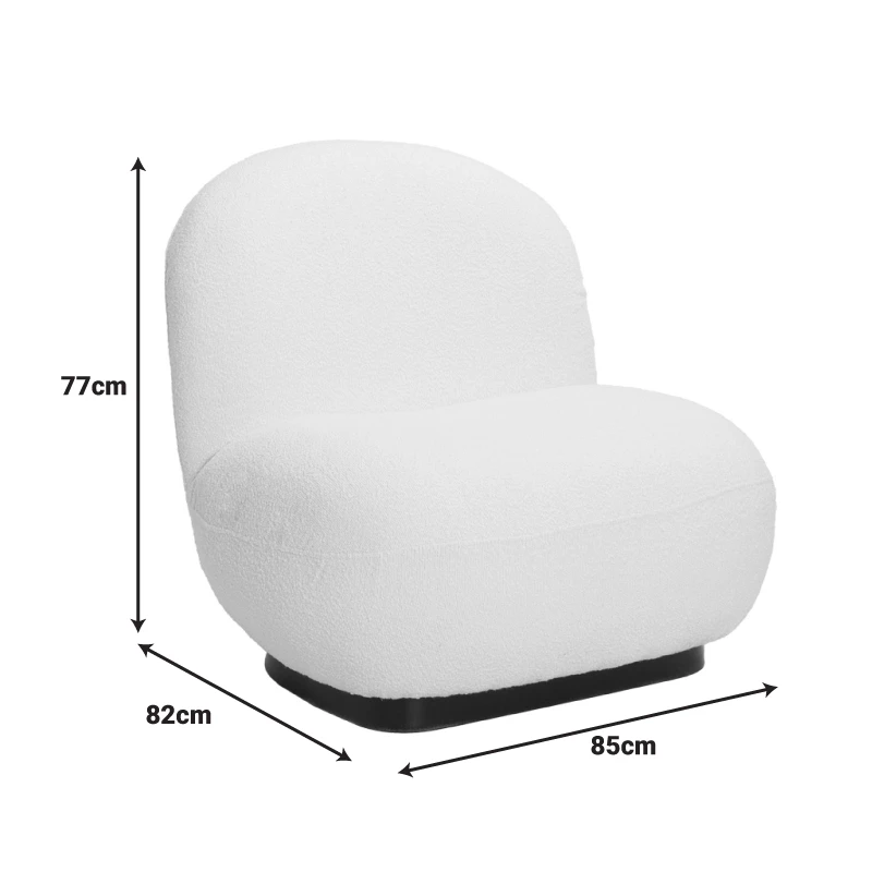 Armchair Rosalie pakoworld beige teddy fabric-black base 85x82x77cm
