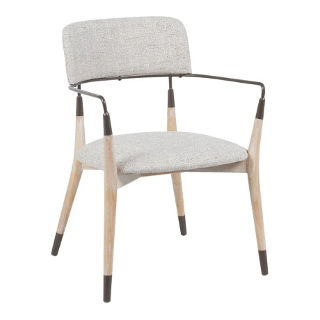 Armchair Sentana pakoworld metal-wood and beige-brown fabric 56.5x56x79cm