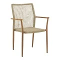 Solana armchair pakoworld stackable- teak wood- aluminum in brown-pe rope in natural shade 56x57x87cm