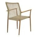Solana armchair pakoworld stackable- teak wood- aluminum in brown-pe rope in natural shade 56x57x87cm