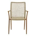 Solana armchair pakoworld stackable- teak wood- aluminum in brown-pe rope in natural shade 56x57x87cm