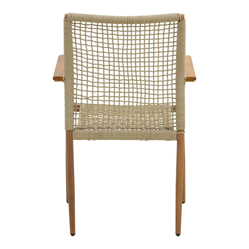 Solana armchair pakoworld stackable- teak wood- aluminum in brown-pe rope in natural shade 56x57x87cm