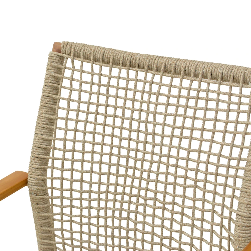 Solana armchair pakoworld stackable- teak wood- aluminum in brown-pe rope in natural shade 56x57x87cm