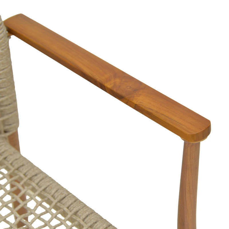 Solana armchair pakoworld stackable- teak wood- aluminum in brown-pe rope in natural shade 56x57x87cm