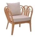 Πολυθρόνα Tania pakoworld φυσικό rattan-λευκό μαξιλάρι 76x76x76εκ