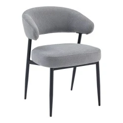 Timur armchair pakoworld grey fabric with black metal legs 61x55x78cm