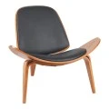 Armchair Vilma pakoworld PU black- walnut plywood 90x76.5x74.5cm