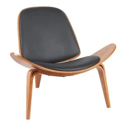 Πολυθρόνα Vilma pakoworld PU μαύρο- plywood καρυδί 90x76.5x74.5εκ Πολυθρόνα Vilma pakoworld PU μαύρο- plywood καρυδί 90x76.5x74.5εκ