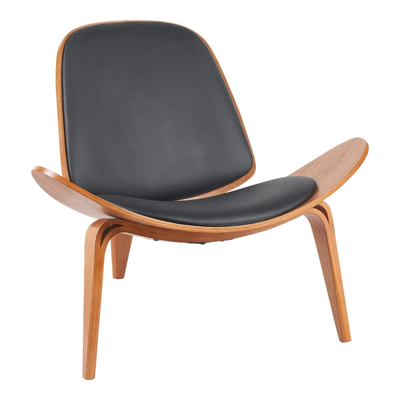 Armchair Vilma pakoworld PU black- walnut plywood 90x76.5x74.5cm