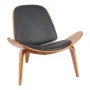 Armchair Vilma pakoworld PU black- walnut plywood 90x76.5x74.5cm